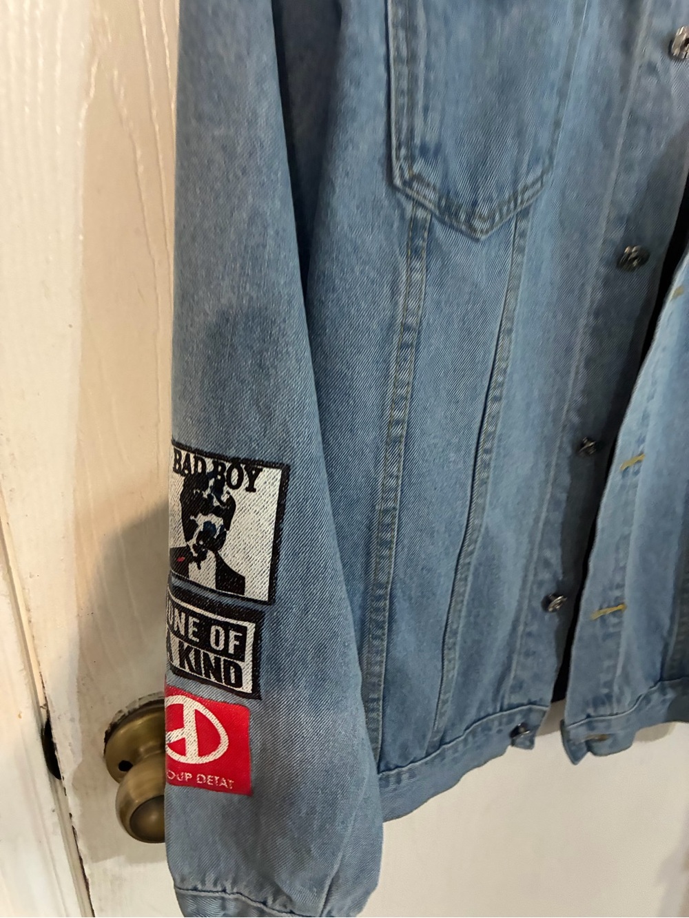 Light Blue Denim Jacket with Sleeve Patches